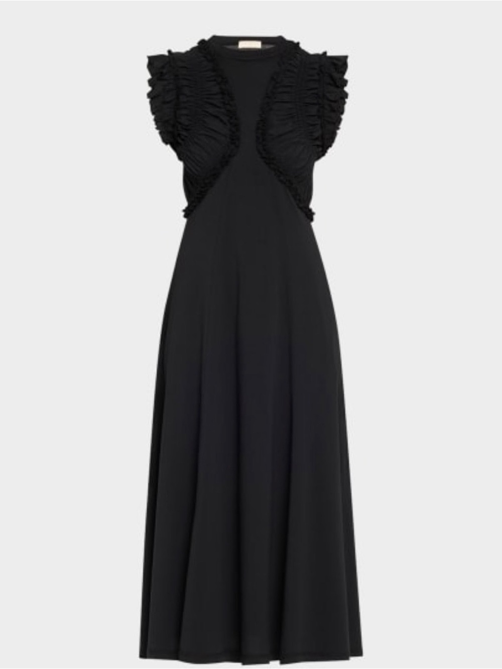 Ulla Johnson Shiva Black Ruffled Midi Dress